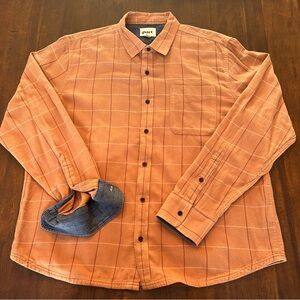 Pact Men’s 100% Organic Cotton Long Sleeve Flannel Button Down Shirt Size XL